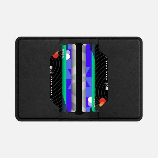 HITCH Bifold Card Wallet Natural Genuine Leather-Color: Black---Ennap.com