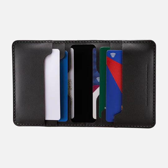 HITCH Bifold Card Wallet (Upgraded) - HandMade Natural Genuine Leather-Color: Black---Ennap.com