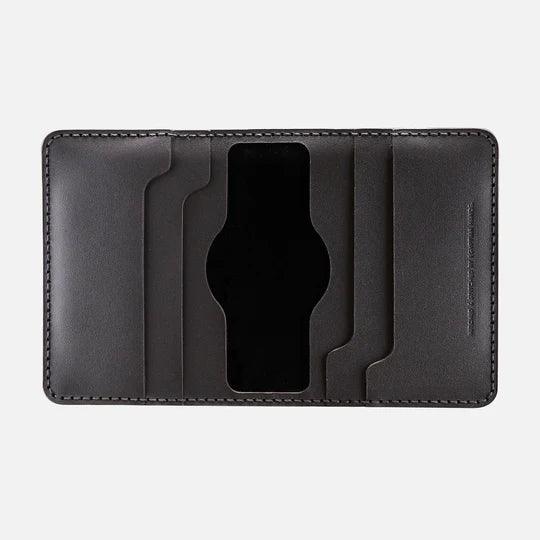 HITCH Bifold Card Wallet (Upgraded) - HandMade Natural Genuine Leather-Color: Black---Ennap.com