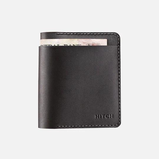 HITCH Bifold Wallet (Upgraded) - Handmade Natural Genuine Leather-Color: Black---Ennap.com