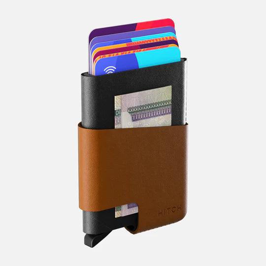 HITCH CUT-OUT Cardholder - RFID Block Featured - Handmade Natural Genuine Leather - HITCH CUT-OUT Cardholder - RFID Block Featured - Handmade Natural Genuine Leather - Black/Havan Ennap.com