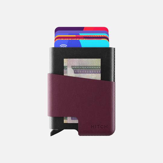 HITCH CUT-OUT Cardholder - RFID Block Featured - Handmade Natural Genuine Leather - HITCH CUT-OUT Cardholder - RFID Block Featured - Handmade Natural Genuine Leather - Black/Burgundy Ennap.com