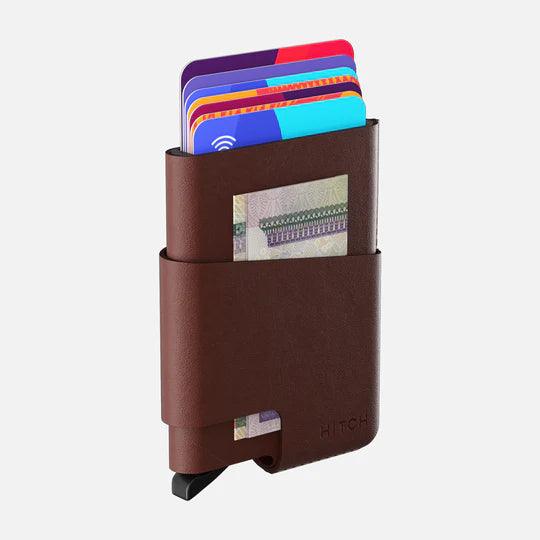HITCH CUT-OUT Cardholder - RFID Block Featured - Handmade Natural Genuine Leather - HITCH CUT-OUT Cardholder - RFID Block Featured - Handmade Natural Genuine Leather - Coffee Brown Ennap.com