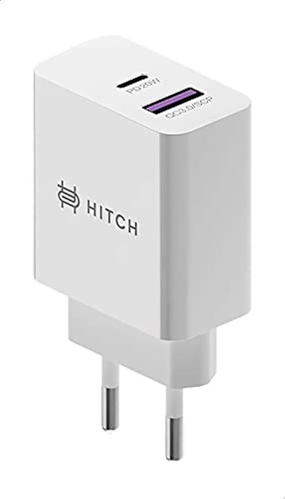 HITCH Power Pace Wall Charger 2 Ports USB-C USB-A 20W-Color: White---Ennap.com