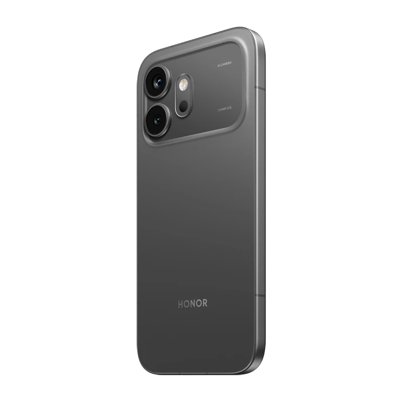 HONOR 600 in Black at an angle showing the back panel and the matte metal frame