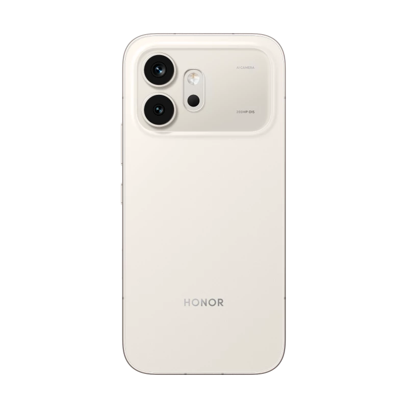 HONOR 600 in Golden White back view showing the 200MP main camera and 12MP ultra wide camera