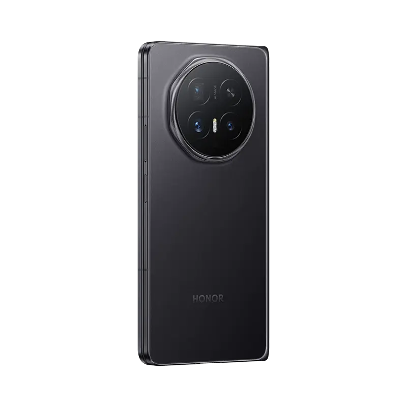 Black HONOR Magic V6 back view at an angle