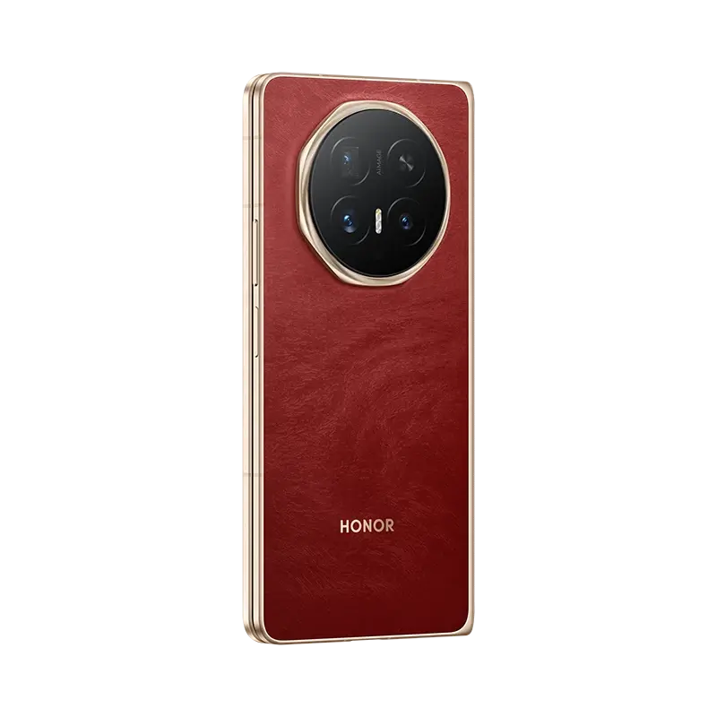 Red HONOR Magic V6 back view at an angle