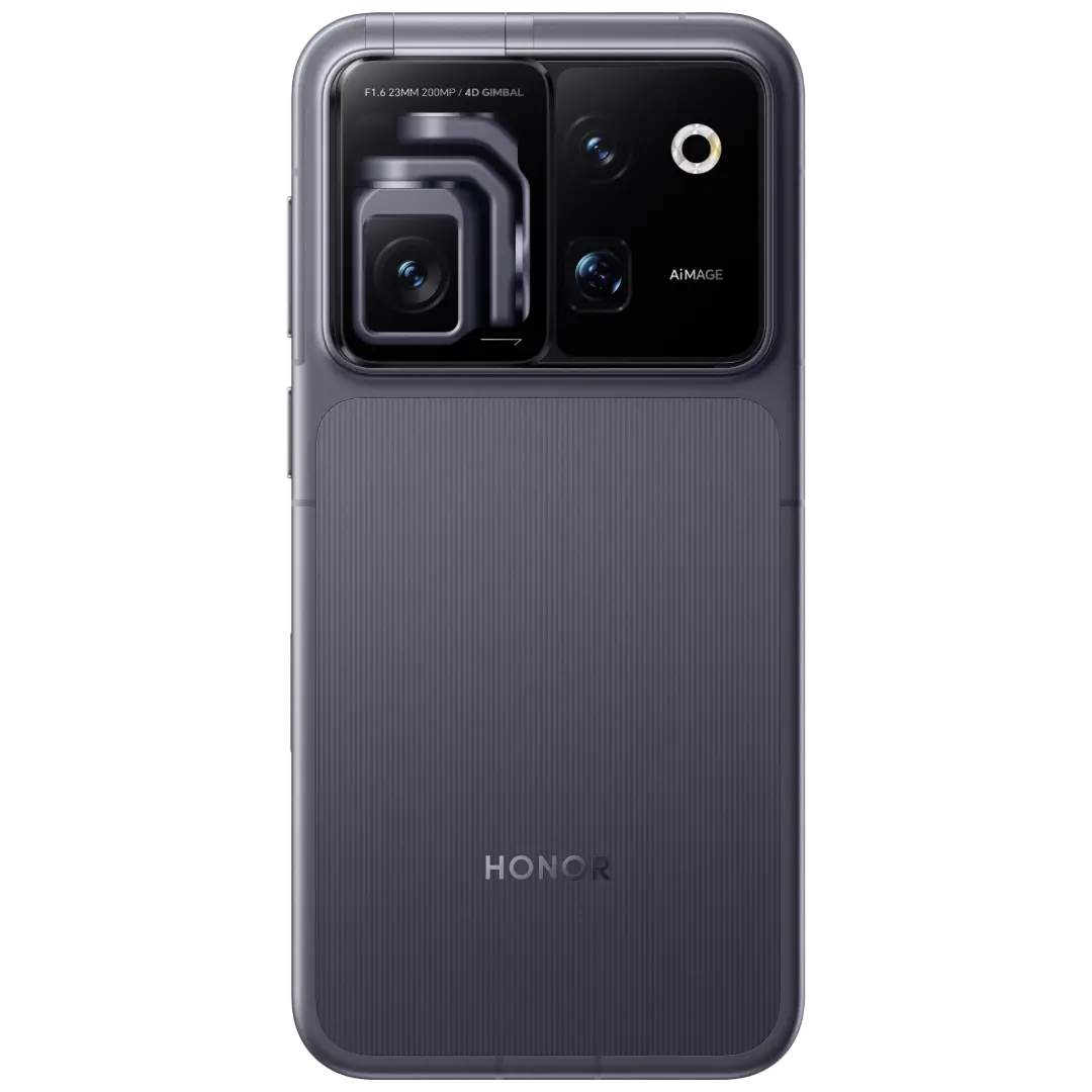 Back of the HONOR Robot Phone in Grey showing the gimbal camera module