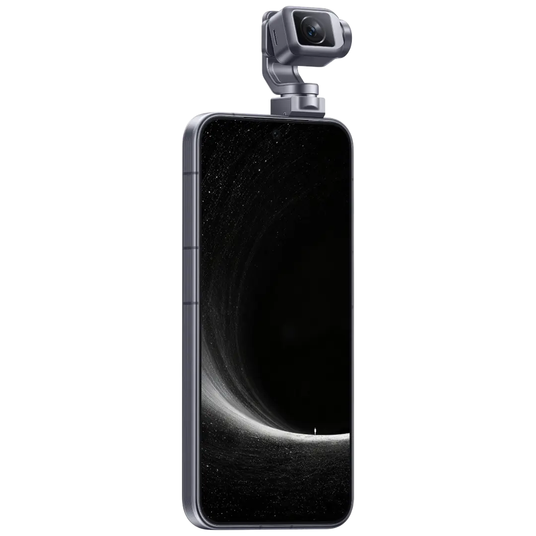 HONOR Robot Phone in Grey from the front with the gimbal camera raised