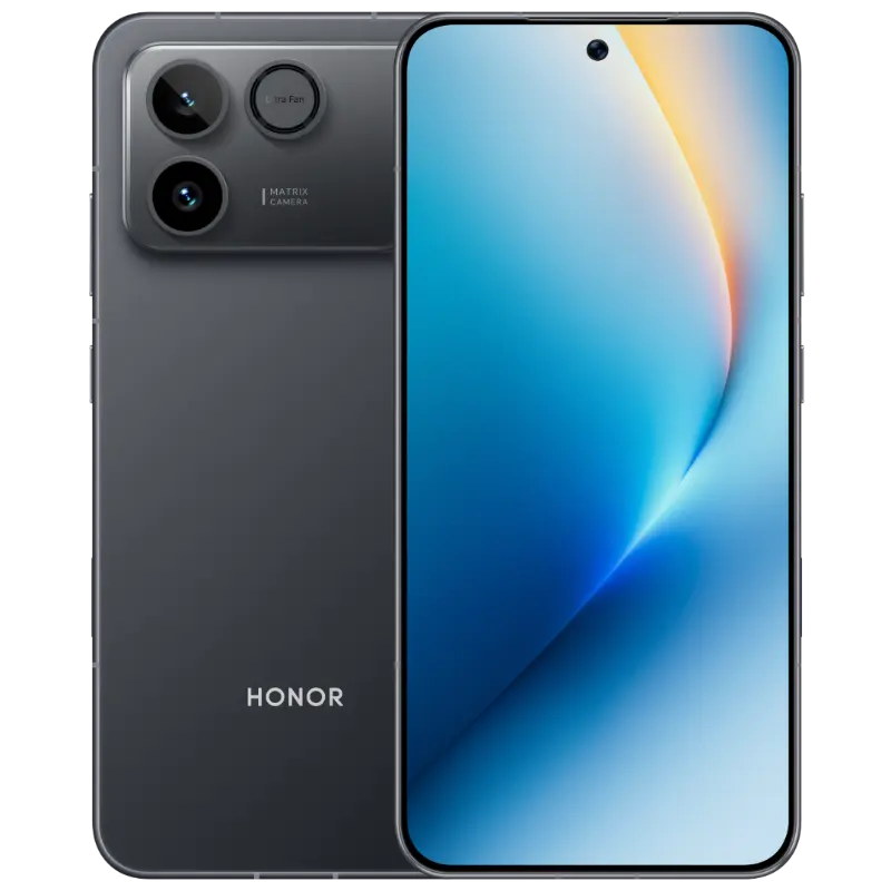 HONOR Win RT 5G Gaming Phone in Black, angled front and back view