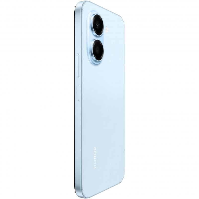 HONOR X7e Dual SIM in Light Blue, angled rear view
