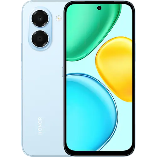 HONOR X7e Dual SIM in Light Blue, front and back