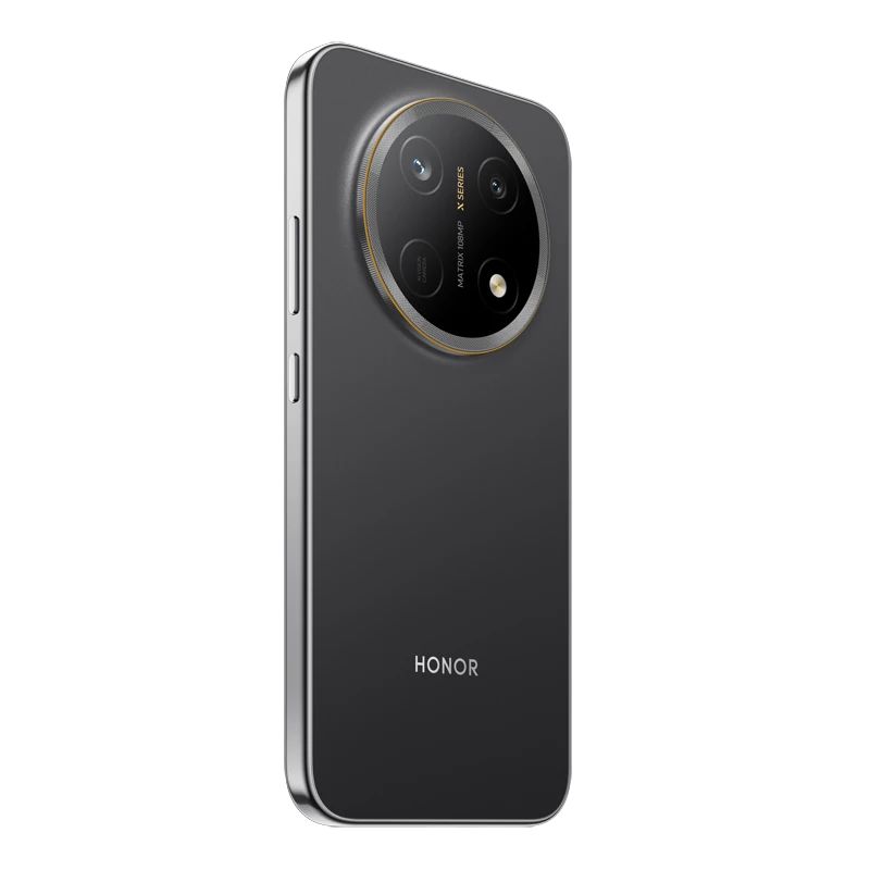 هاتف هونر X9e Pro بلون Midnight Black من الخلف بزاوية تظهر وحدة الكاميرا والإطار
