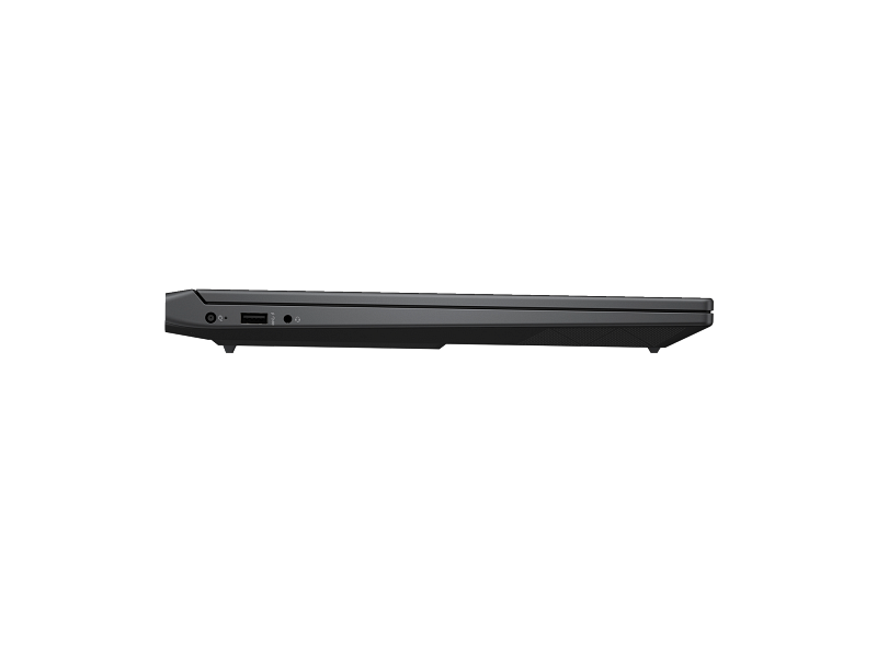Side profile of the HP Victus 15-fa2352TX showing the power connector, a USB-A port and the audio jack