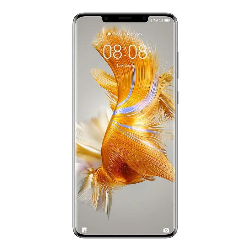 Front of the HUAWEI Mate 50 Pro in Black with the curved display