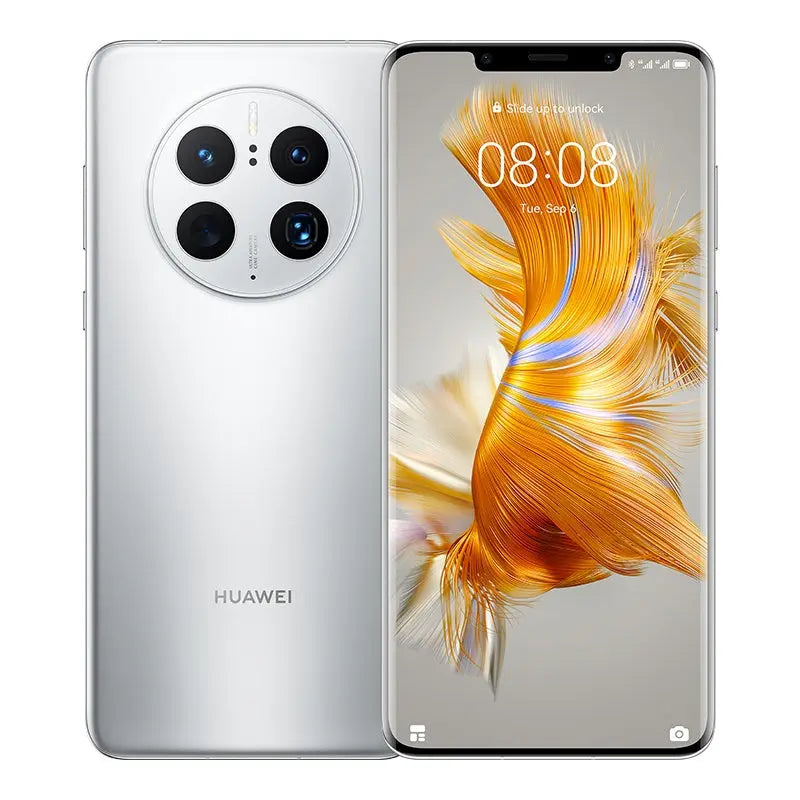 HUAWEI Mate 50 Pro in Silver, front and back