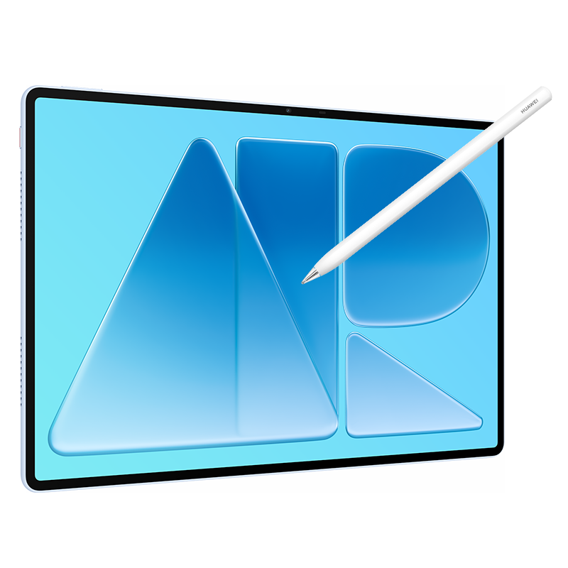 HUAWEI MatePad Air 12-inch PaperMatte Edition in Airy Blue, front view with a stylus