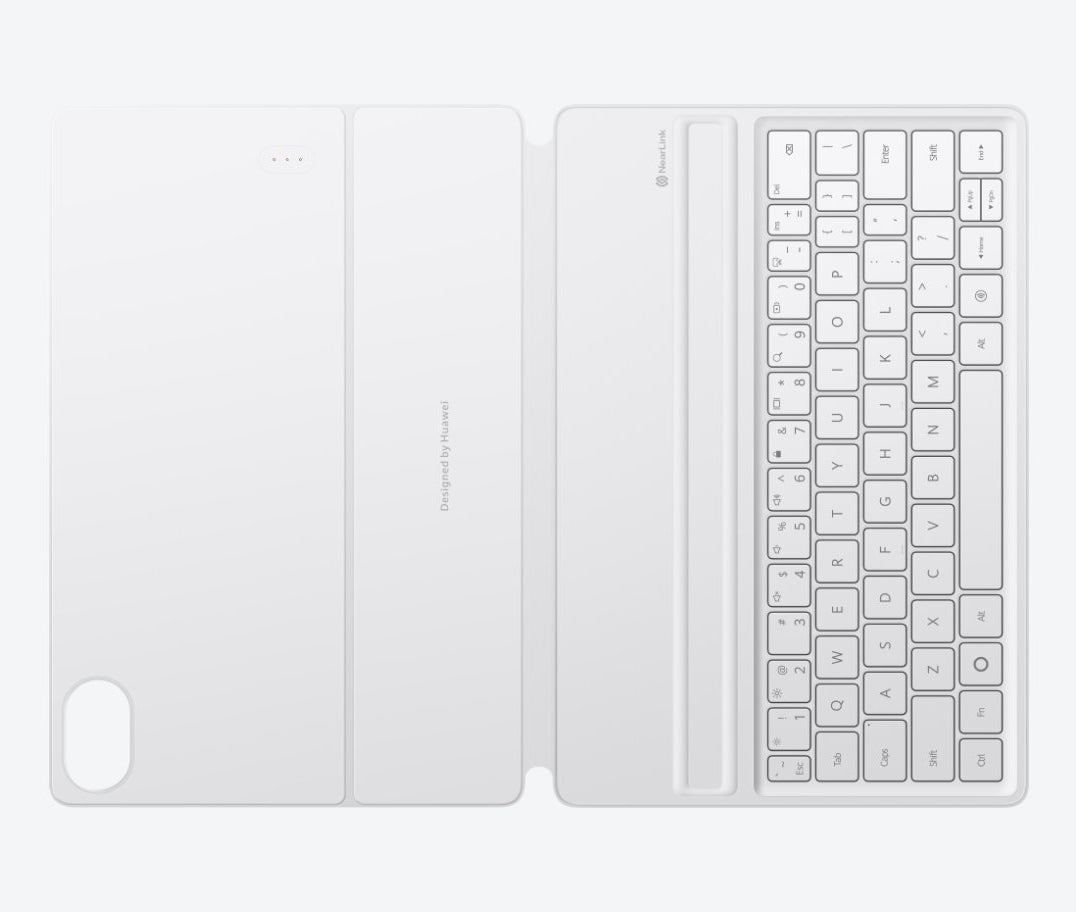 HUAWEI Smart Magnetic Keyboard for MatePad Air in Gray laid open flat, showing the cover and the keys