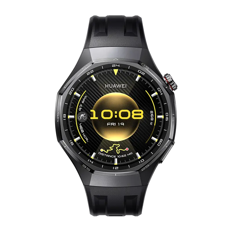 HUAWEI WATCH GT 6 Pro Black with black fluoroelastomer strap, front view