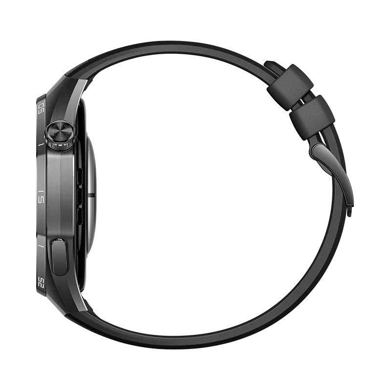 HUAWEI WATCH GT 6 Pro Black with black fluoroelastomer strap, side view