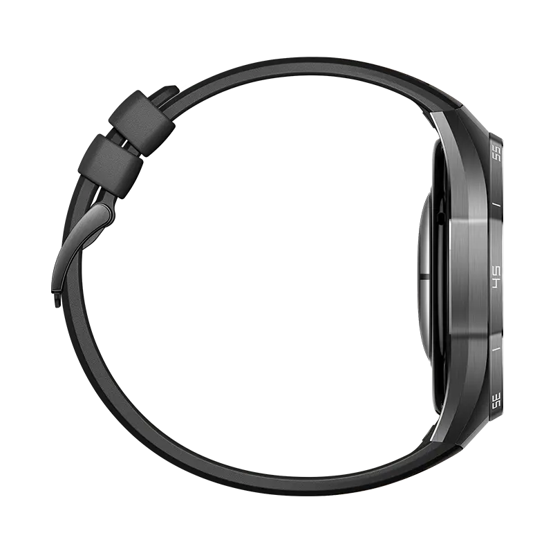 HUAWEI WATCH GT 6 Pro Black with black fluoroelastomer strap, opposite side view