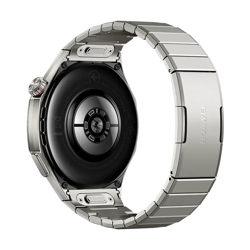 HUAWEI WATCH GT 6 Pro Titanium with titanium strap, back view showing the health sensors