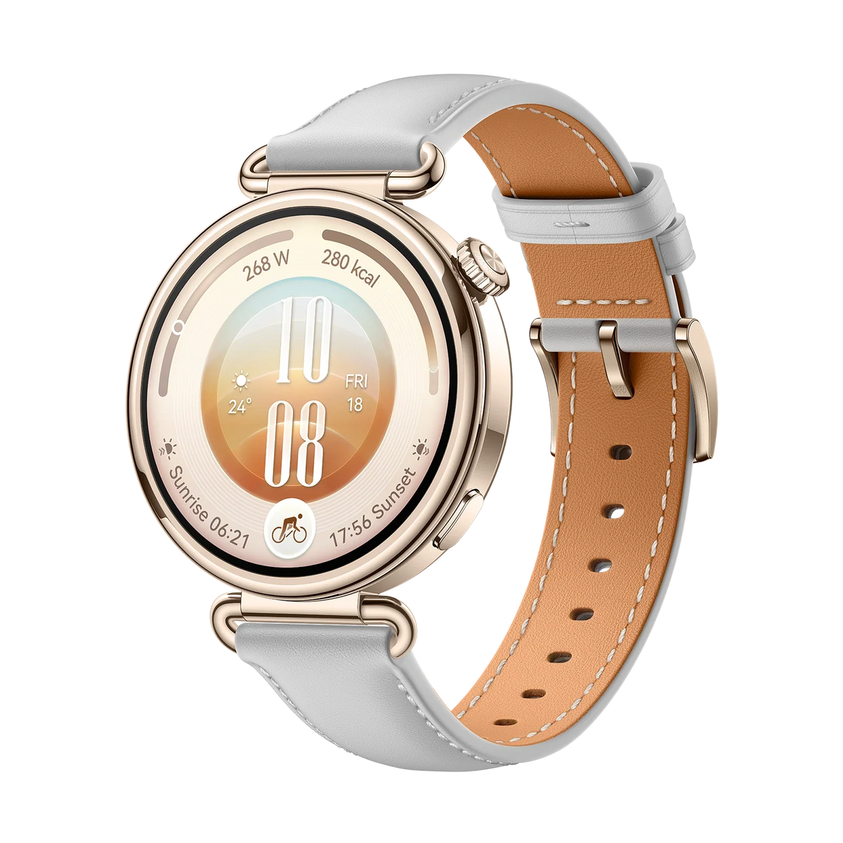 HUAWEI WATCH GT 7 41mm in Grey with the composite leather strap, angled front view