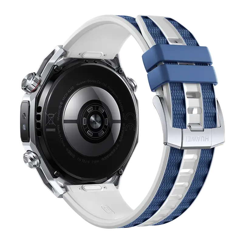 HUAWEI WATCH Ultimate 2 Blue, back view with the ceramic rear case and sensors