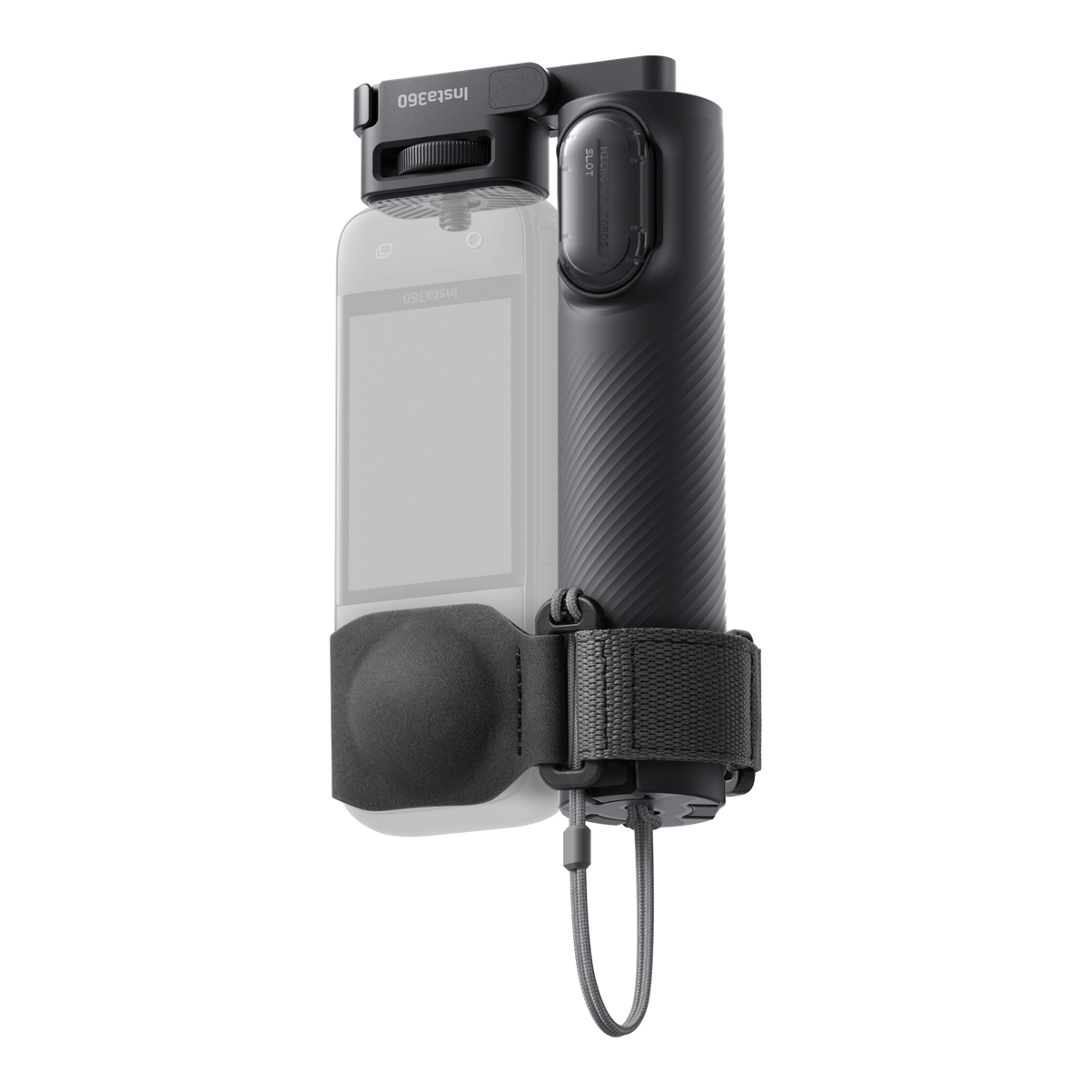 عصا سيلفي Insta360 Foldable 2-in-1 مطوية وعليها كاميرا Insta360 من سلسلة X