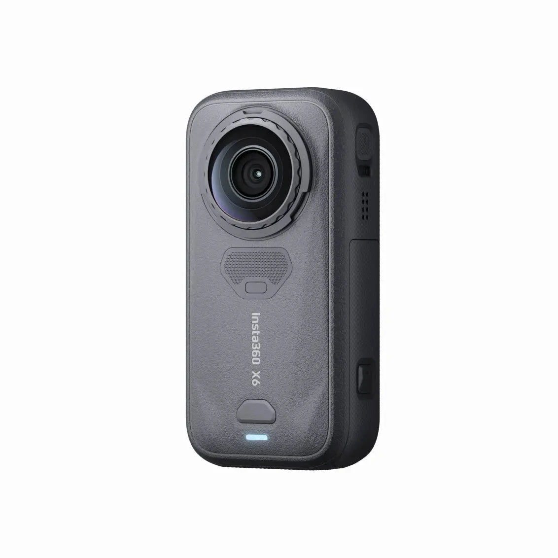 Insta360 X6 360 action camera in Midnight Black, back view showing the lens and Insta360 X6 branding