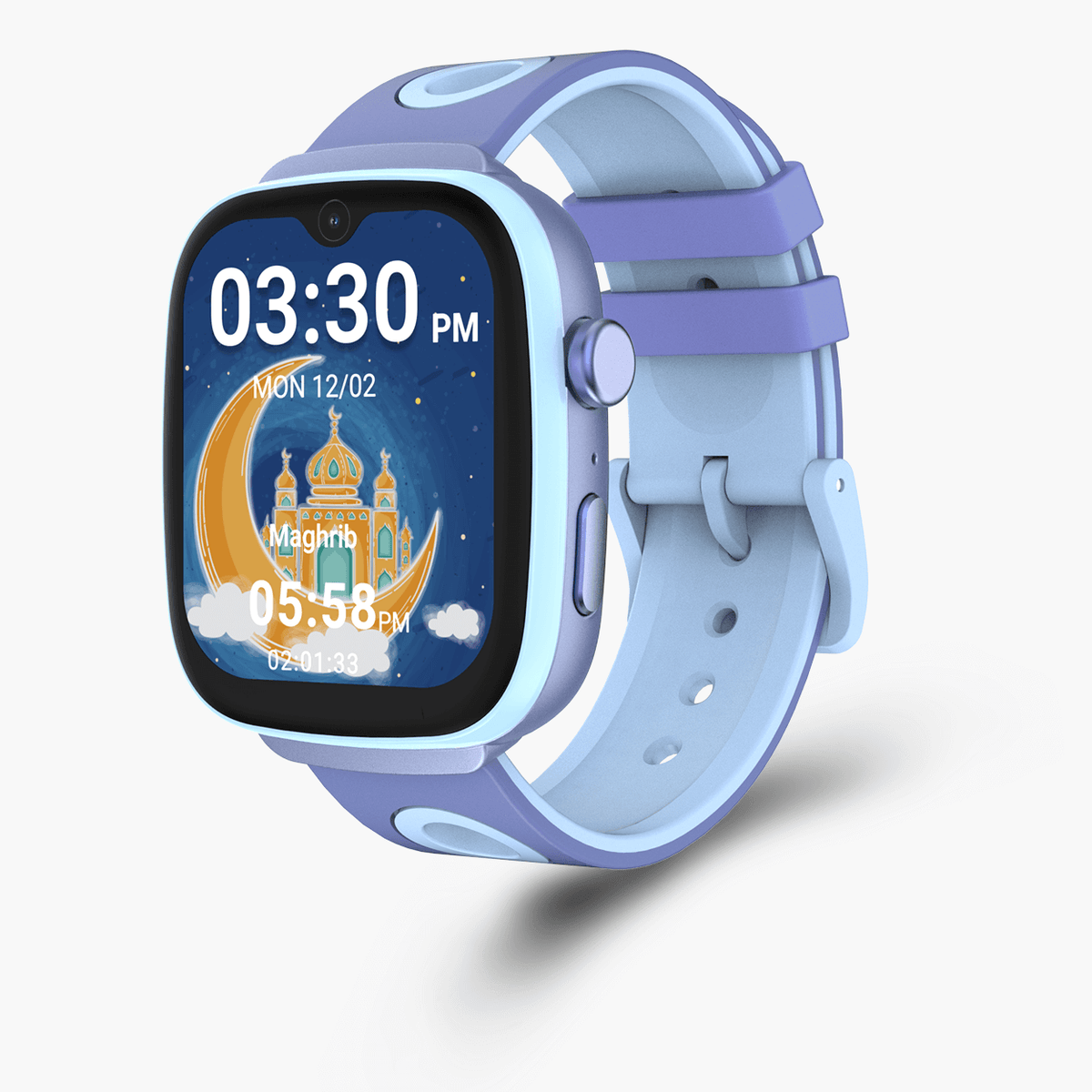 ساعه اطفال اي قبلة امان K2 اسلامية باللون Blue من زاوية جانبية