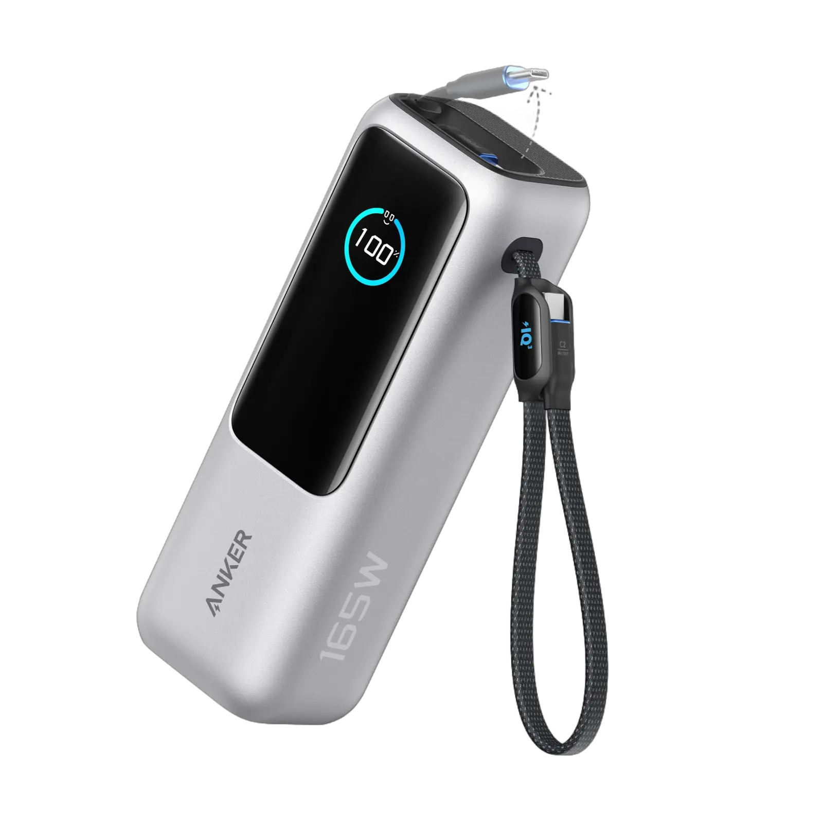 Anker Laptop Power Bank 25K, 165W, Built-In and Retractable Cables 