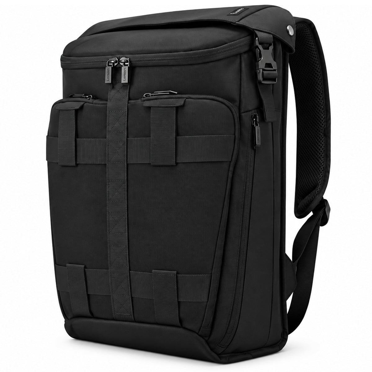 Lenovo Legion 17-inch Active Gaming Backpack seen at an angle showing the side and shoulder strap