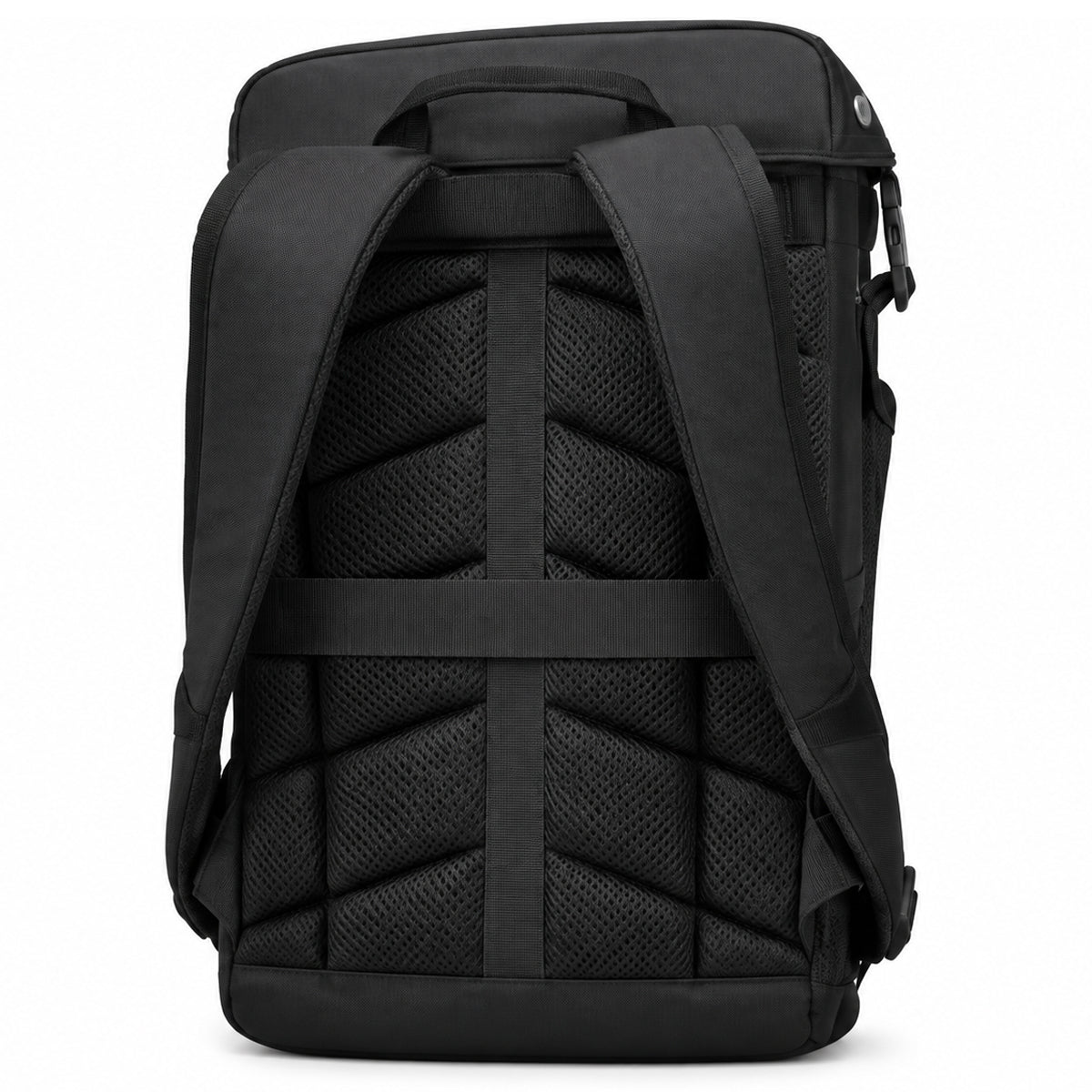 Back of the Lenovo Legion 17-inch Active Gaming Backpack showing the ventilated padding and shoulder straps