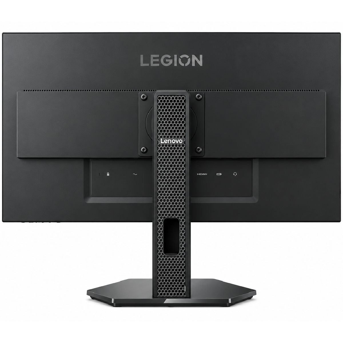 Rear of the Lenovo Legion 27-10 gaming monitor showing the Legion branding and stand column