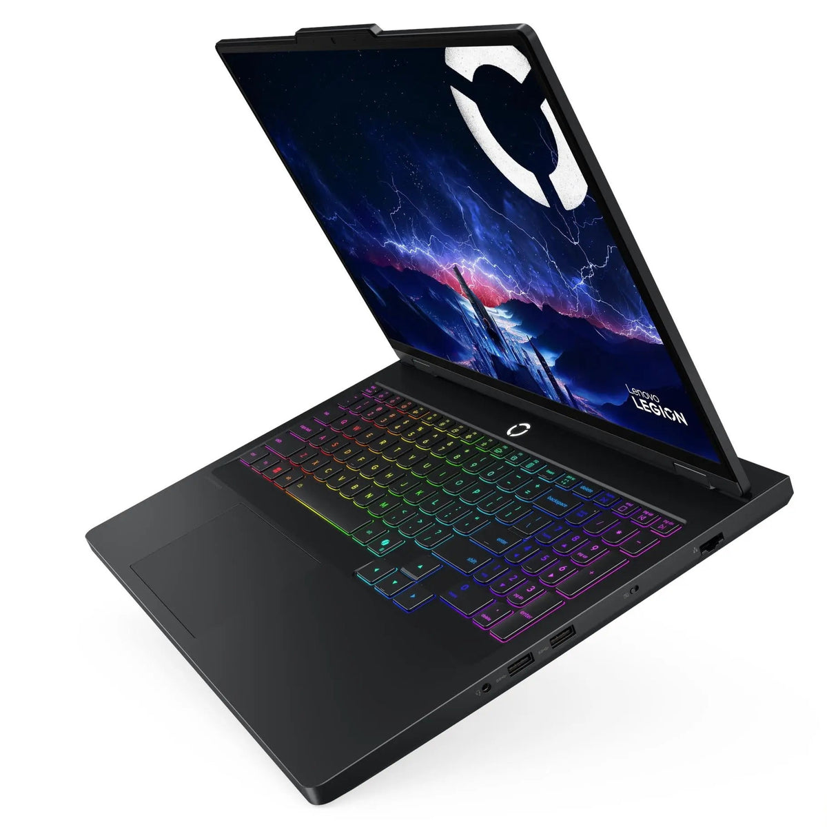لابتوب Lenovo Legion Pro 5 16IRX10 من زاوية عالية تظهر منافذ الجانب الأيمن