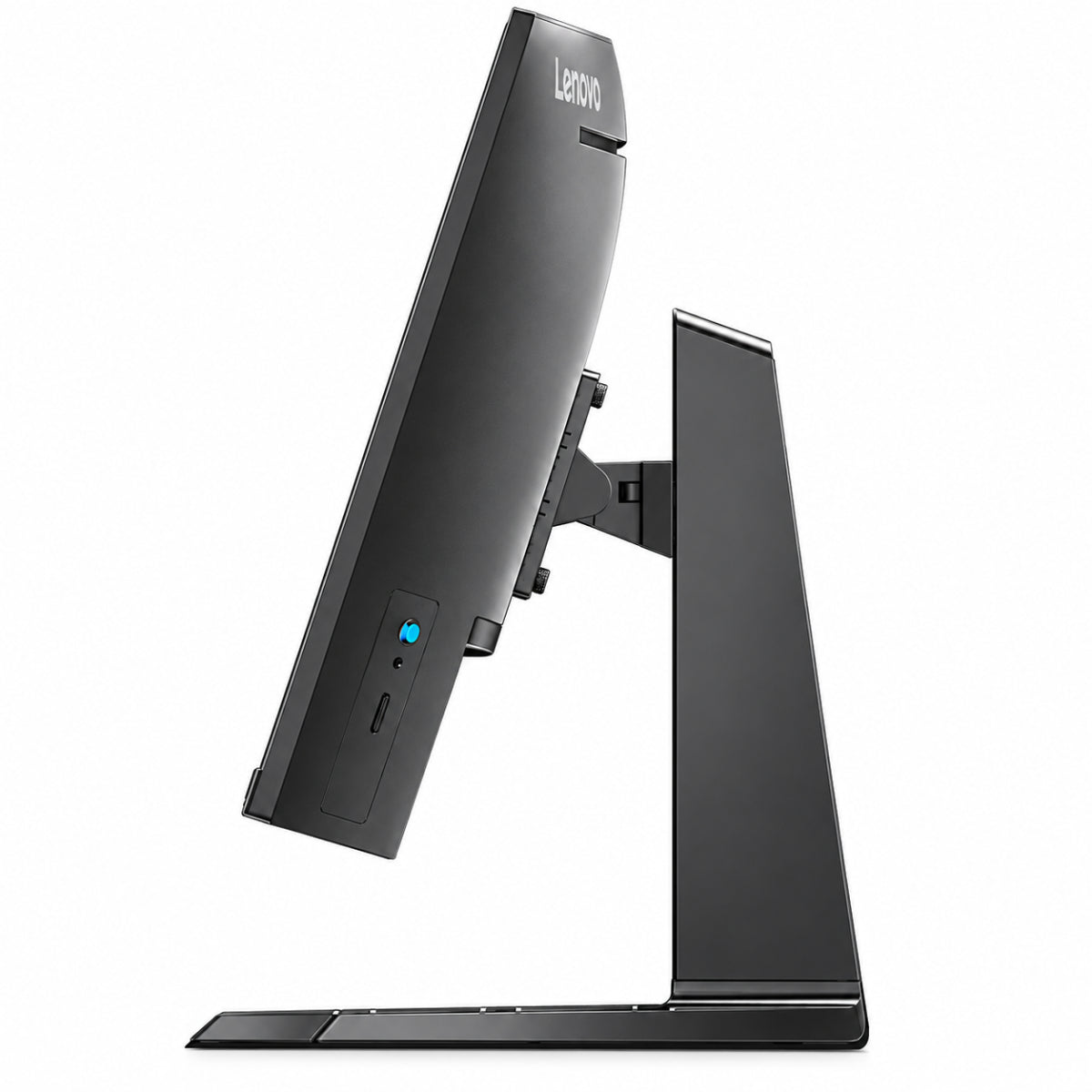 Side profile of the Lenovo Legion R32qc-30 showing the height-adjustable stand