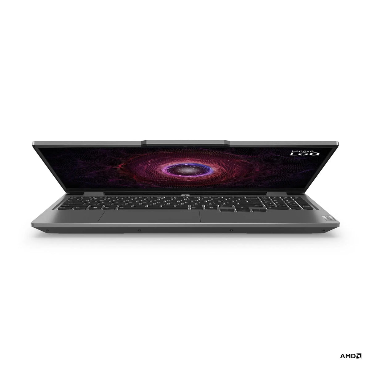 لابتوب LENOVO LOQ 15ARP9 من زاوية منخفضة والشاشة مفتوحة جزئيًا
