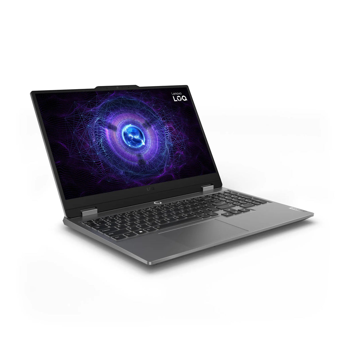 LENOVO LOQ 15IAX9 gaming laptop open and seen at an angle from the left