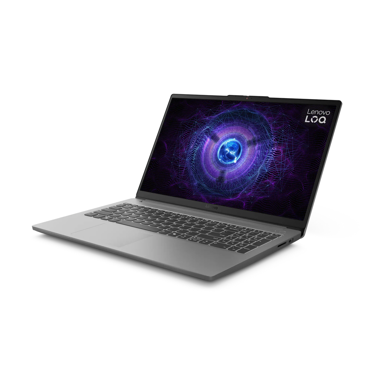 لابتوب LENOVO LOQ 15IAX9E مفتوحًا بزاوية من الجهة اليمنى