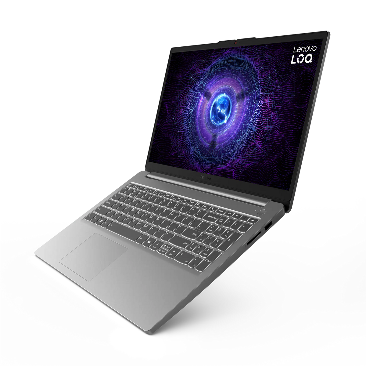 لابتوب LENOVO LOQ 15IAX9E مفتوحًا من أعلى الجهة اليسرى