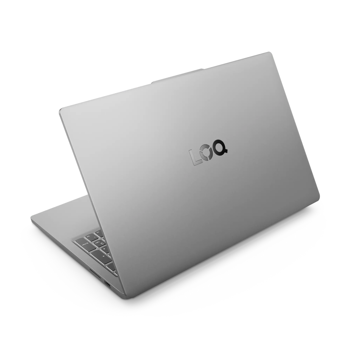 لابتوب LENOVO LOQ 15IAX9E مفتوحًا من الخلف بزاوية من الجهة اليمنى