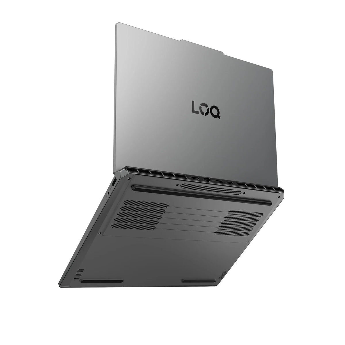 LENOVO LOQ 15IPH11 seen from behind at a low angle showing the underside vents
