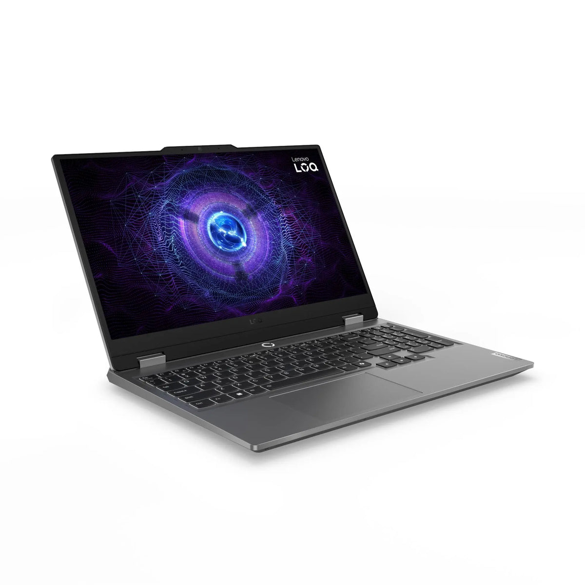 LENOVO LOQ 15IRX9 gaming laptop open and seen at an angle from the left