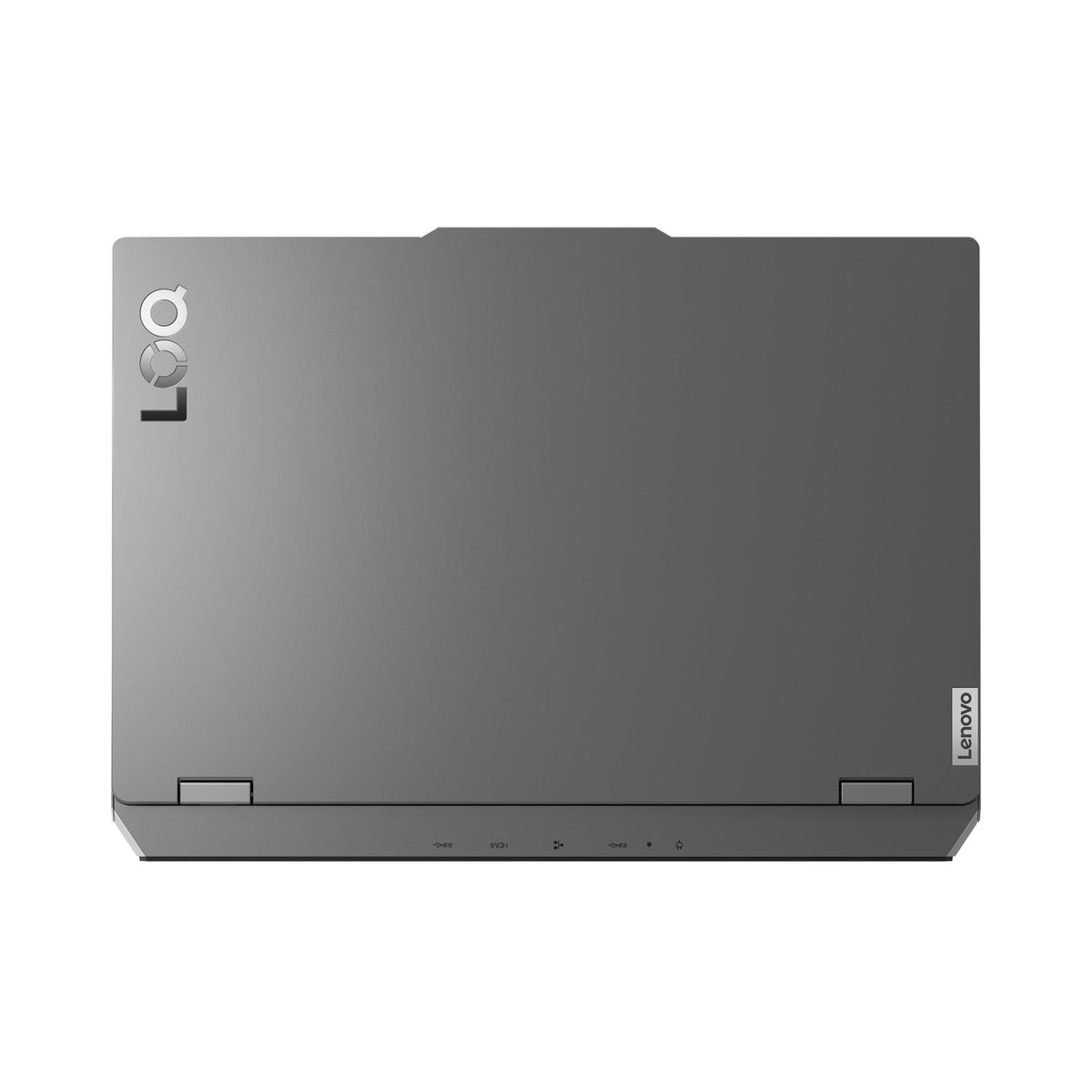 Closed lid of the LENOVO LOQ 15IRX9 in Luna Grey seen from above