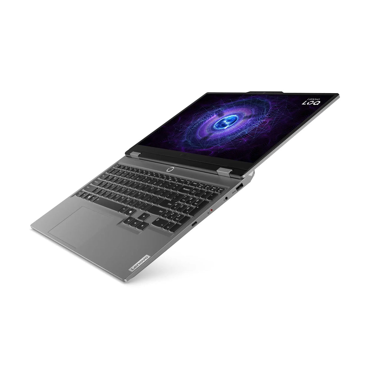 LENOVO LOQ 15IRX9 open and seen from above on the right side