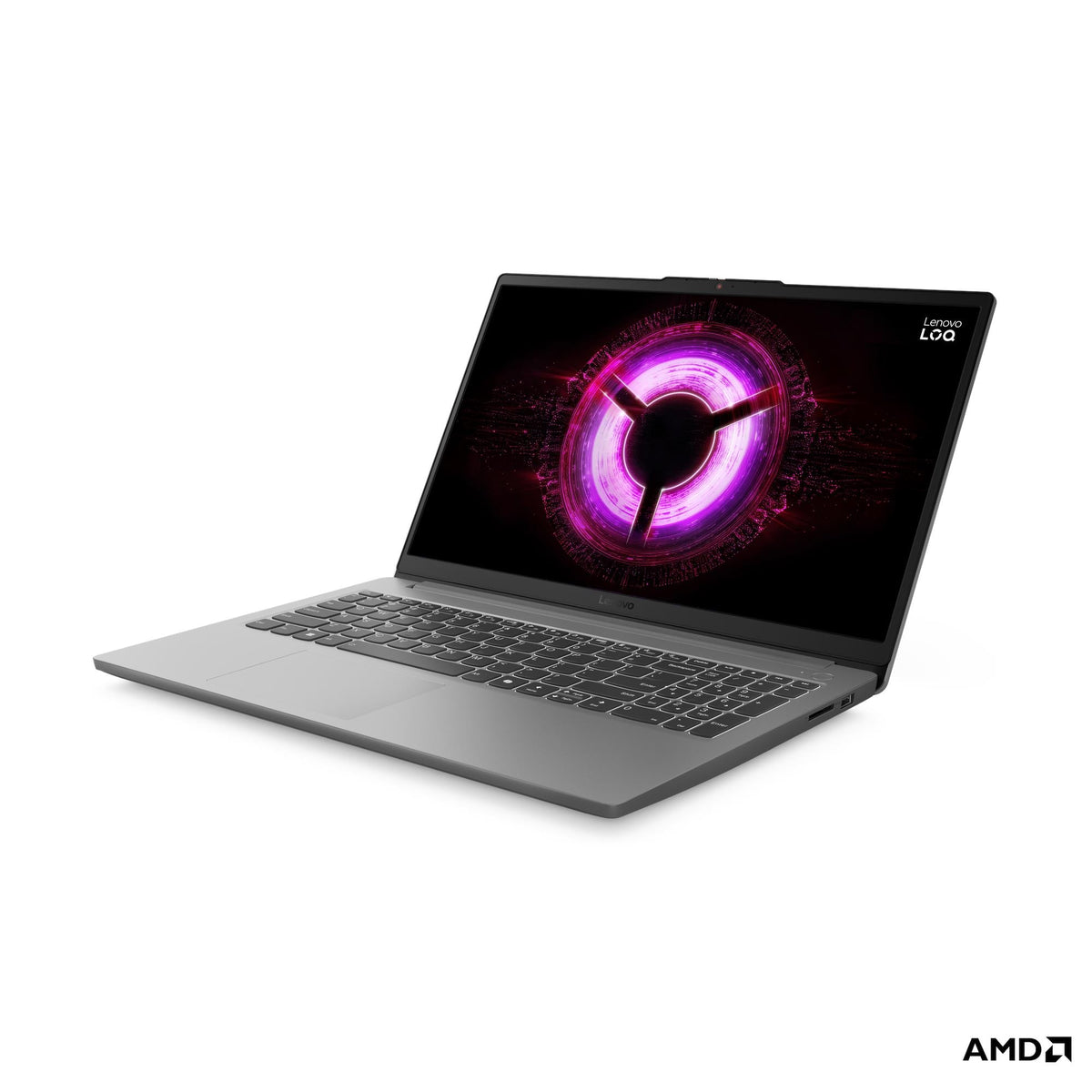 LENOVO LOQ Essential 15ARP10 gaming laptop open and seen from the front right