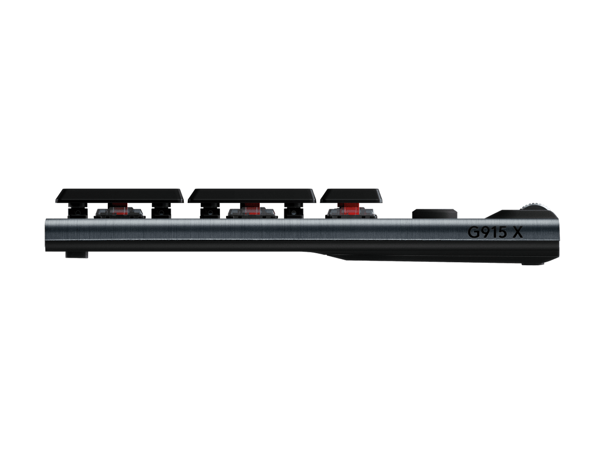 Low-profile side view of the Logitech G915 X LIGHTSPEED