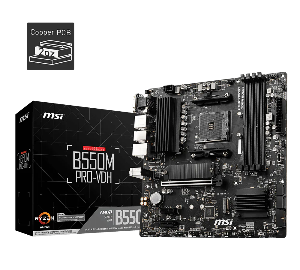 لوحة أم MSI B550M PRO-VDH لمعالجات AMD